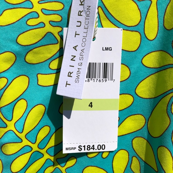 Trina Turk TRELLIS Green One Piece Swimsuit NWT Sz 4 - Picture 6 of 7